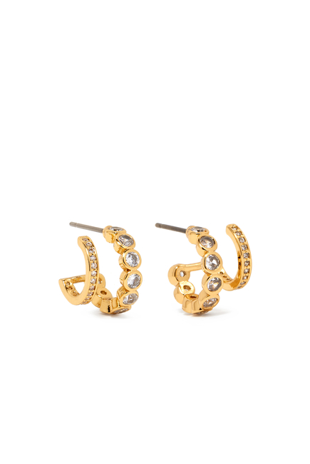 Dazzle Double Huggies Earrings, Metal & Cubic Zirconia
